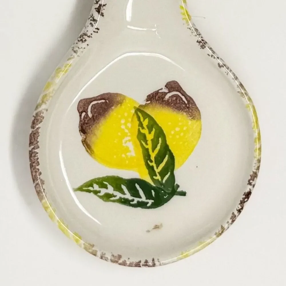 La Tavola Italy Handpainted Ceramic Lemon Spoon Rest Rustic Tuscan New